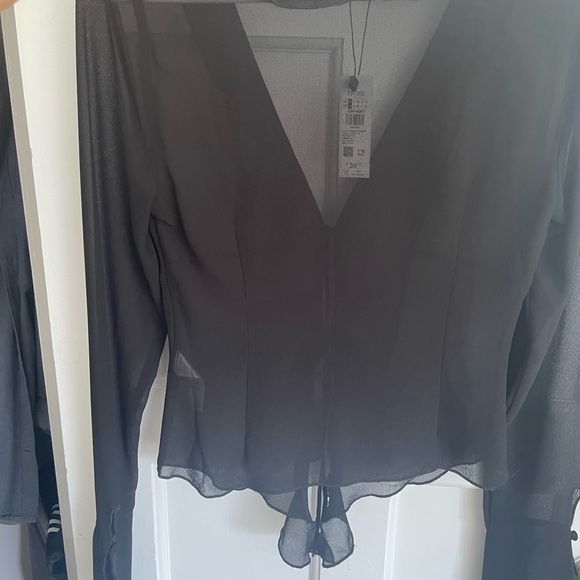 NWT GARAGE Sheer Long Sleeved Ruffled Top ✨🩷 - Picture 9 of 11